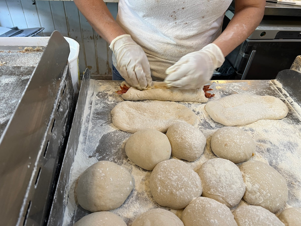 Bolo do Caco Filled with Chorizo from Madeira